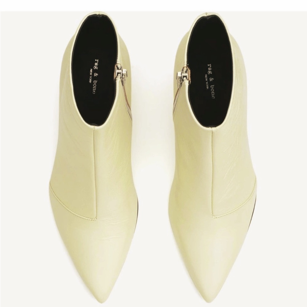 Rag & Bone Women’s Beha Crinkle Cream Leather Pointed-Toe Ankle Boots New $525 - Picture 3 of 15